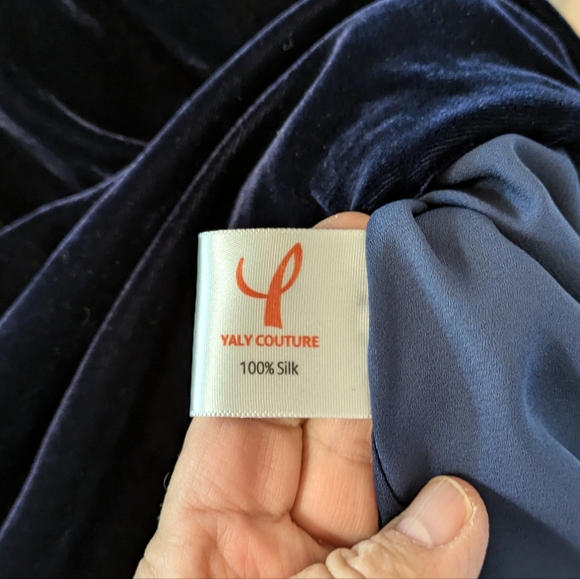 Yaly Couture Navy Blue Silk Velvet Cocktail/wedding Guest Dress- S/M - Picture 5 of 5